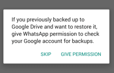 whatsapp restore not working