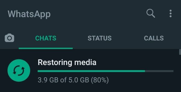 WhatsApp restoring media stuck on Android