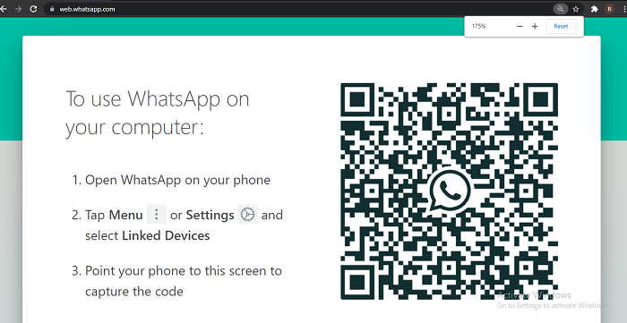 scan WhatsApp web code