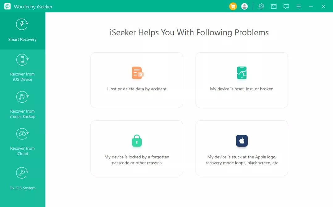 Wootechy iSeeker smart recovery page