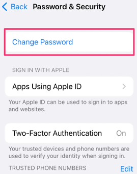 apple id change password