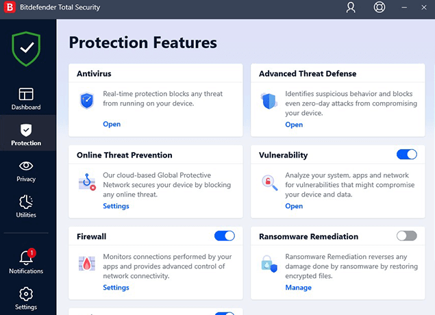bitdefender interface