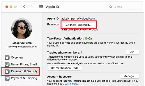 change apple id password on mac