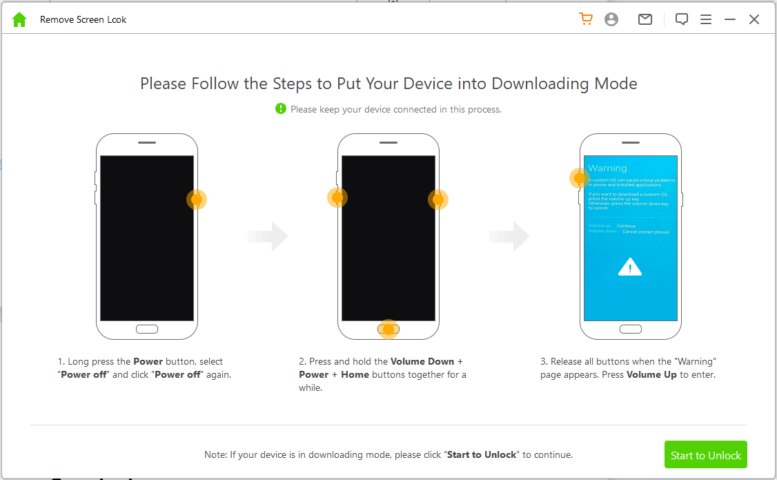 dispositivo en modo descarga