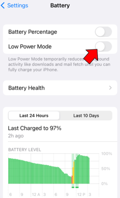 disable low power mode