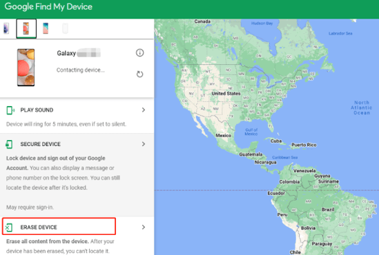 factory reset android with find my