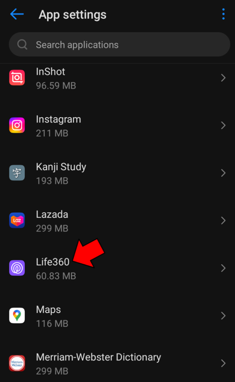 go to life360 settings android