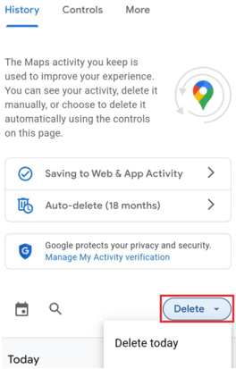 how to delete google maps history on android
