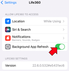 life 360 app actualización de aplicaciones en segundo plano