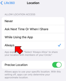 life 360 app location settings