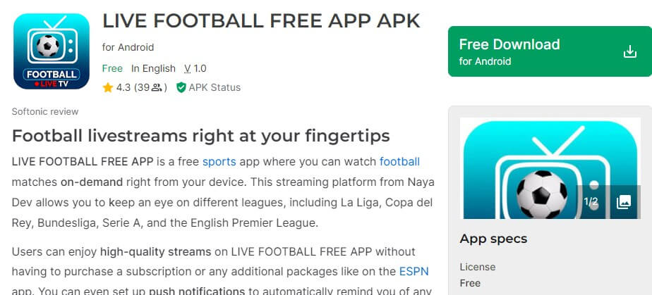 LIVE FOOTBALL FREE APP