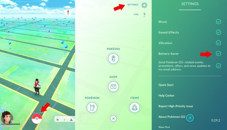 Turn off Battery Saving Mode in Pokemon GO