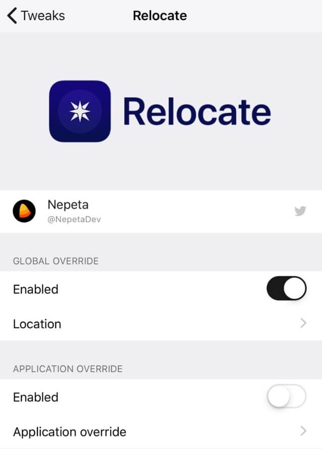 Relocate app setting