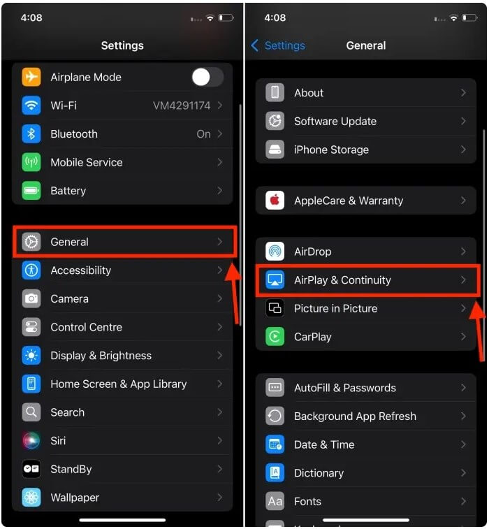 removing the Mac from the iPhone's mirroring list