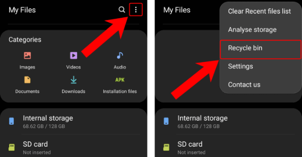 restore deleted files android from recently deleted