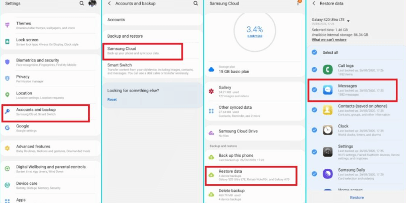 restore messages from samsung cloud