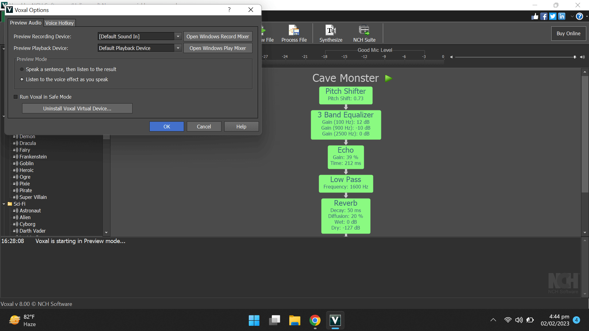 setup recording and playback devices on voxal