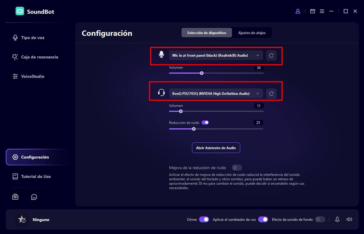 conficuracion en soundbot