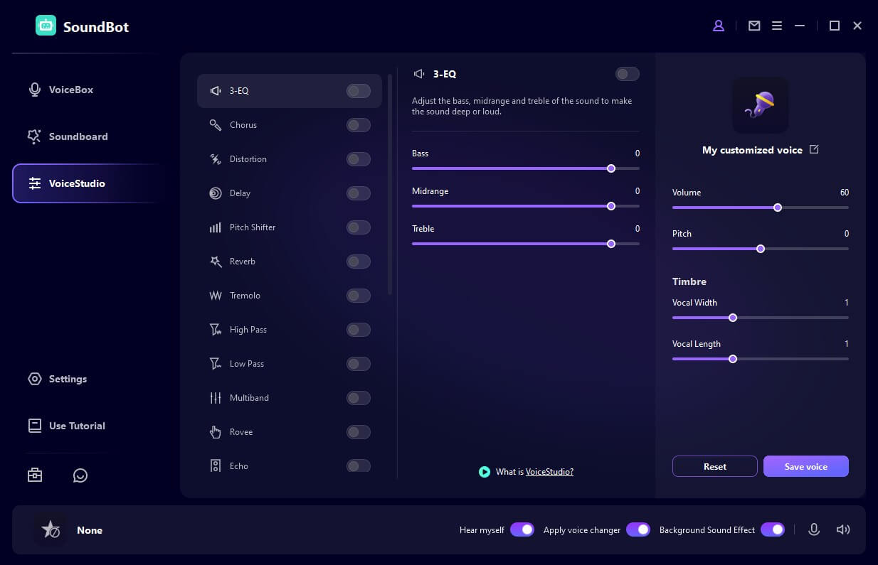 customize voice effects in soundbot