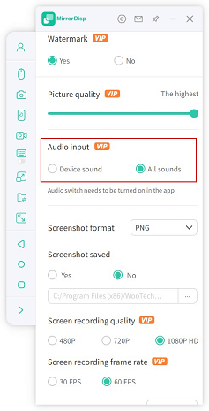 Check Audio Settings on MirrorDisp