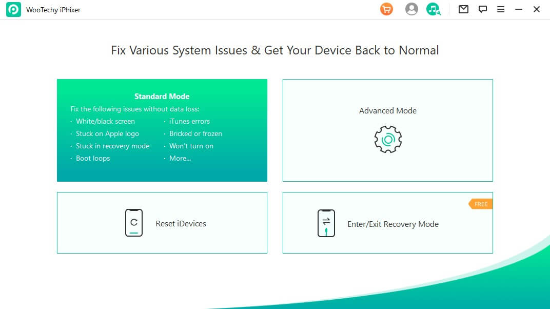 select standard mode to reboot iPhone