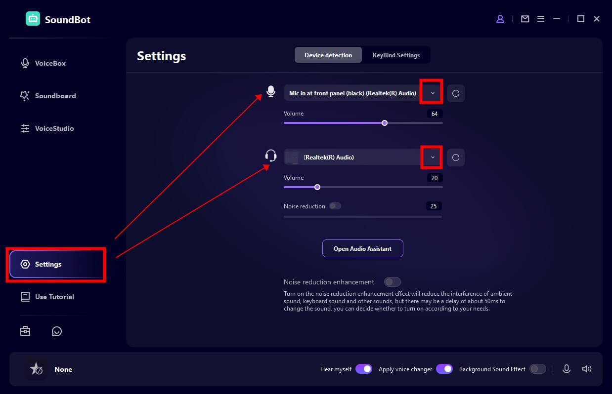 check microphone headphone setting