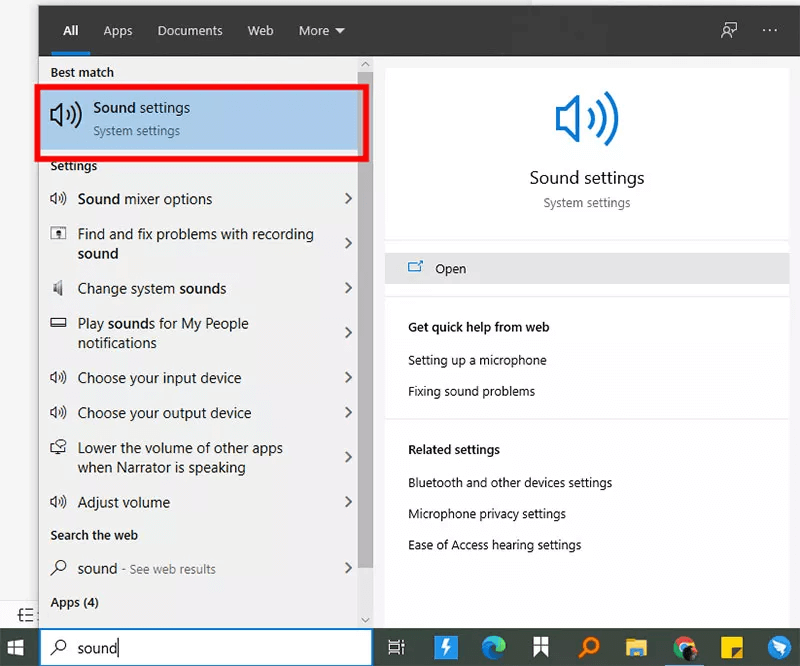 Sound in the Windows Search Bar