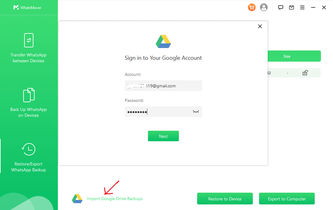 log into Google Drive account