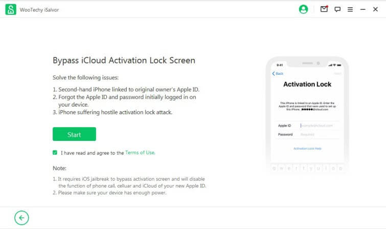 start to use WooTechy iSalvor to bypass activation lock