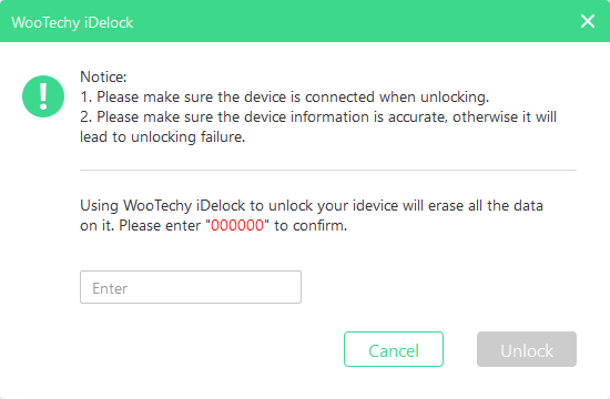 confirm unlock