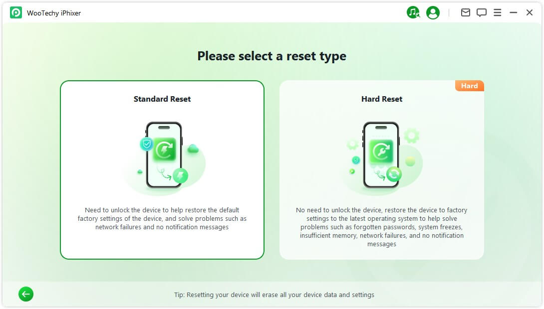 start standard reset