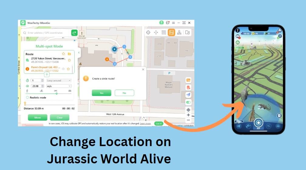 plan route in Jurassic World Alive