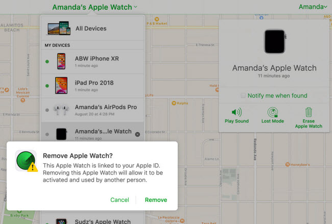 remove Apple Watch from account