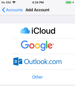 add account on iphone