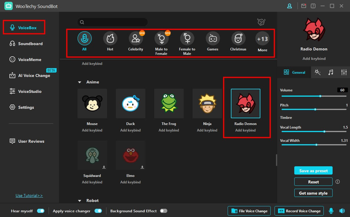 change Radio Demon alastor voice with SoundBot
