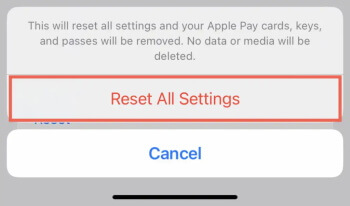 reset all settings