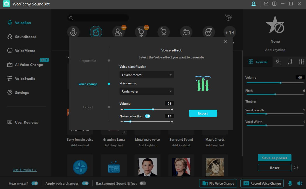 change ASMR voice through audio files