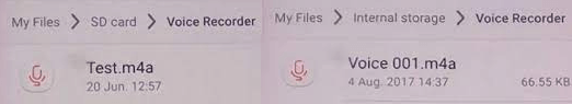 where are voice recordings stored on Android