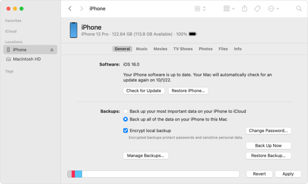back up iphone data on mac