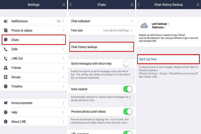 back up line chat history on iPhone