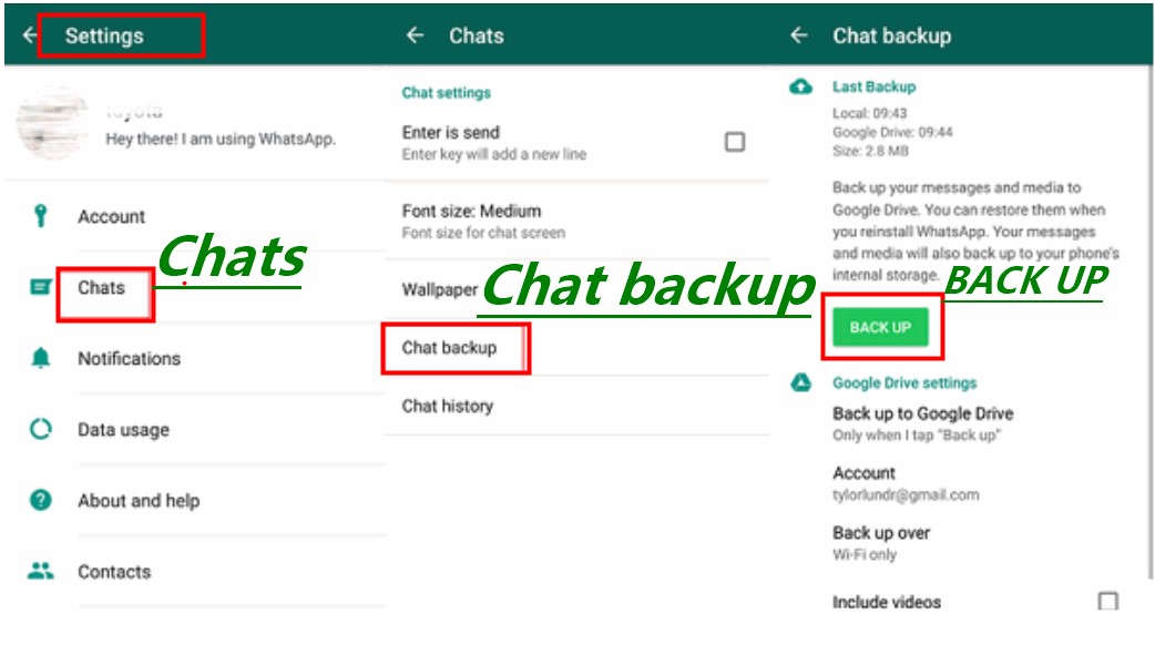 back up whatsapp to google drive