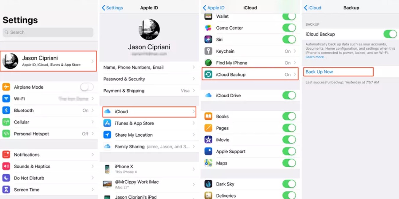 backup data via icloud