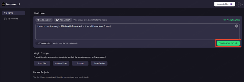 beatoven country music generator