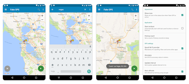 fake GPS location interface
