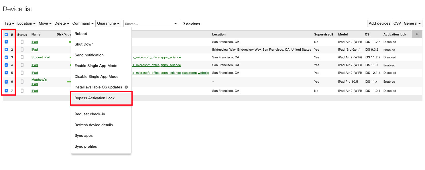 Activation lock bypass code in bulk