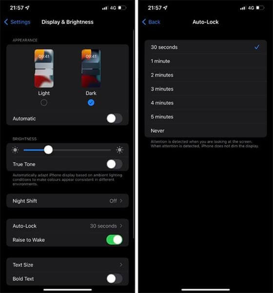 change screen timeout on iphone