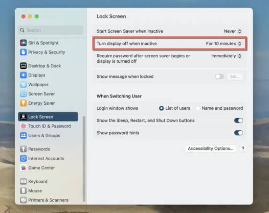 change screen timeout on mac 2