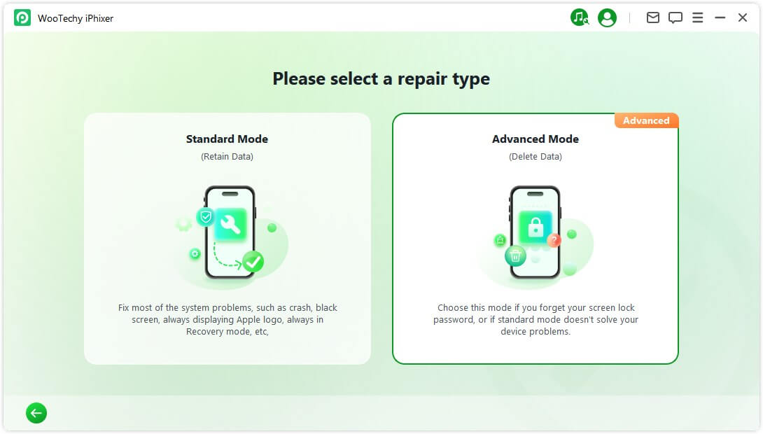 select advanced mode