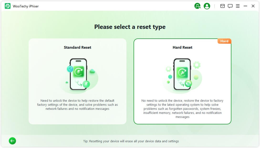 choose hard reset