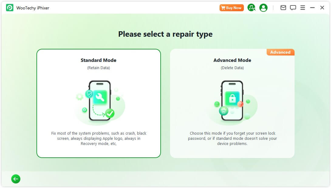 choose repair mode
